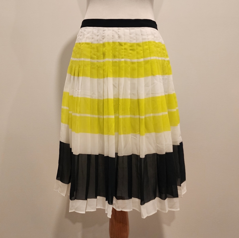 Ann Taylor Pleated Color Block Skirt, 2 Petite